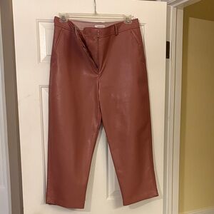 Aritzia Babaton Command Cropped Vegan Leather Pants sz 14